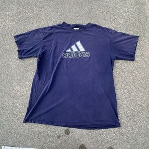 Vintage 90's Adidas T-Shirt Mens Large Navy Blue Graphic Print Sports Y2K